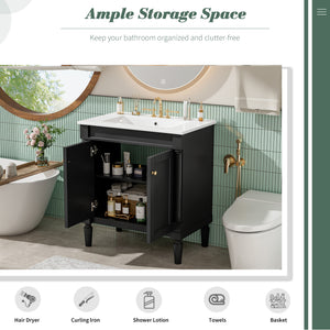 30" Luxurious Bathroom Vanity Cabinet with Ceramic Sink Basin