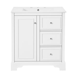 Bathroom Vanity With Sink, Modern Elegant Bathroom Storage Cabinet With 3 Drawers And Adjustable Shelves, Freestanding Vanity Set With Mirror Cabinet, Single Sink Bathroom Vanity