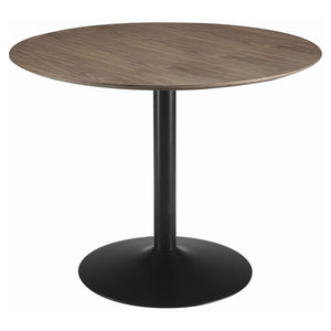 Round Dining Table With Pedestal Base - Warm Walnut