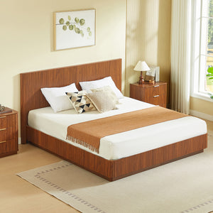 King Size Bed Frame with LED Lights in Walnut