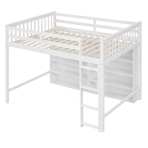 Loft Bed With 8 Open Storage Shelves And Built In Ladder
