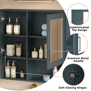 2 In 1 Wall-Mounted Mirror Cabinet With Adjustable Shelves, Soft-Close Doors, High-Definition Mirror & Storage