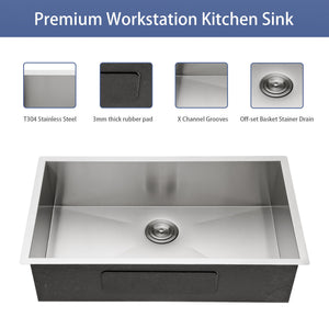 Modern Style Undermount Sink With Stainless Steel, Deep Single Bowl