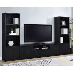 Sloat - 3 Shelf Media Tower With Cabinet Storage - Black