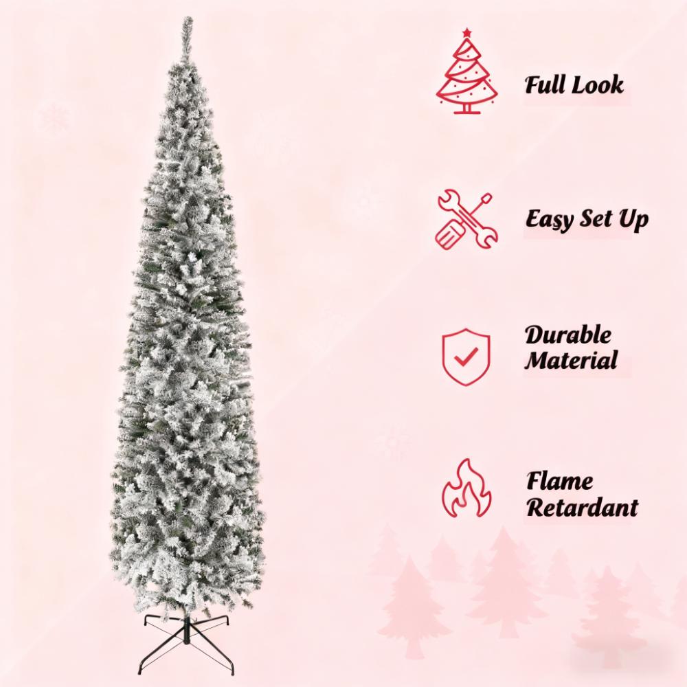 9ft Flocked Christmas Tree with Faux Snow