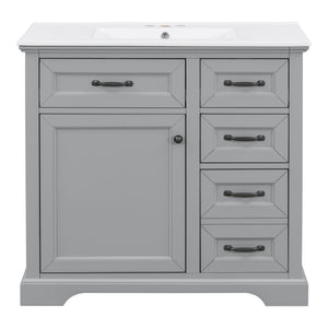 36" Bathroom Vanity With Sink, 2 Tip-Out Drawers, Soft Close Hinges