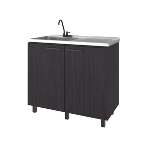 Alatna Freestanding Utility Base Cabinet with Stainless Steel Countertop and Faucet