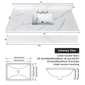 49-Inch Quartz Bathroom Vanity Top