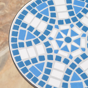 Outdoor Round Side Table with Mosaic-Style Top