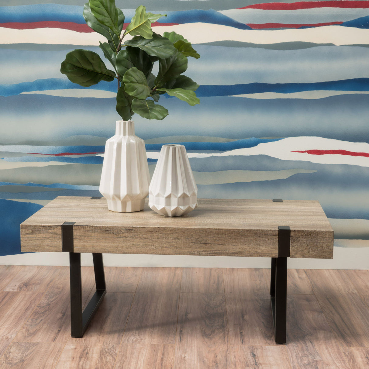 Abitha - Coffee Table With Industrial Powder Coated Metal Legs - Best Buy Furniture