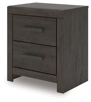 Prendonea - Two Drawer Night Stand - Charcoal - Best Buy Furniture