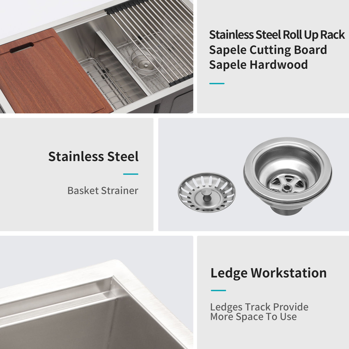 Stainless Steel Undermount Kitchen Sink With Double Bowl