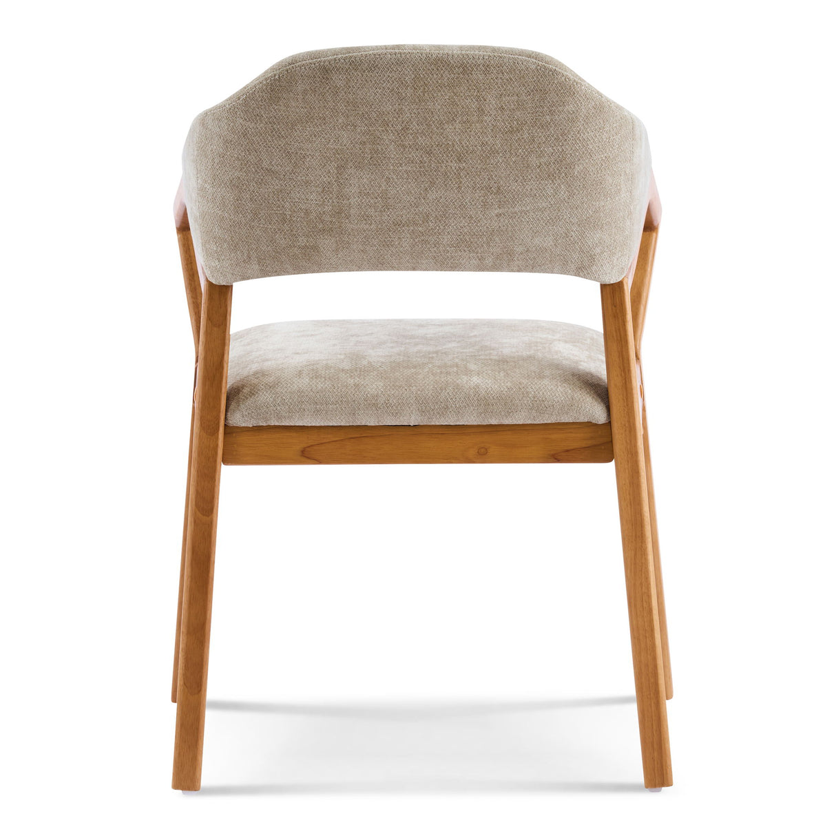 Indoor Upholstered Dining Chair (Set of 2) With Sturdy Frame And Ergonomic Curved Backrest - Oatmeal / Teak