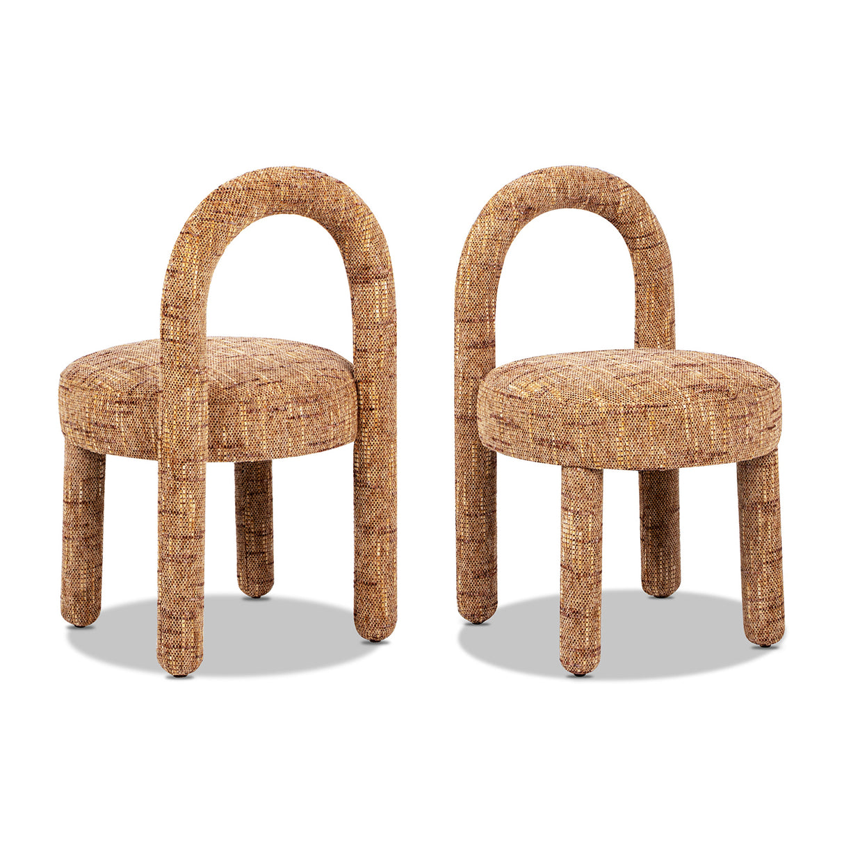 Penny Round Arched Upholstered Dining Side Chair, Set of 2, Golden