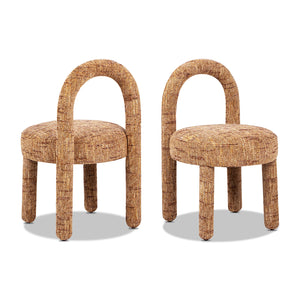 Penny Round Arched Upholstered Dining Side Chair, Set of 2, Golden