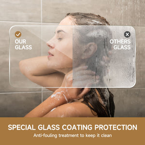Aluminum Frame Double Double Soft Close Shower Door, Tempered Glass And Dual Stainless Steel Handles