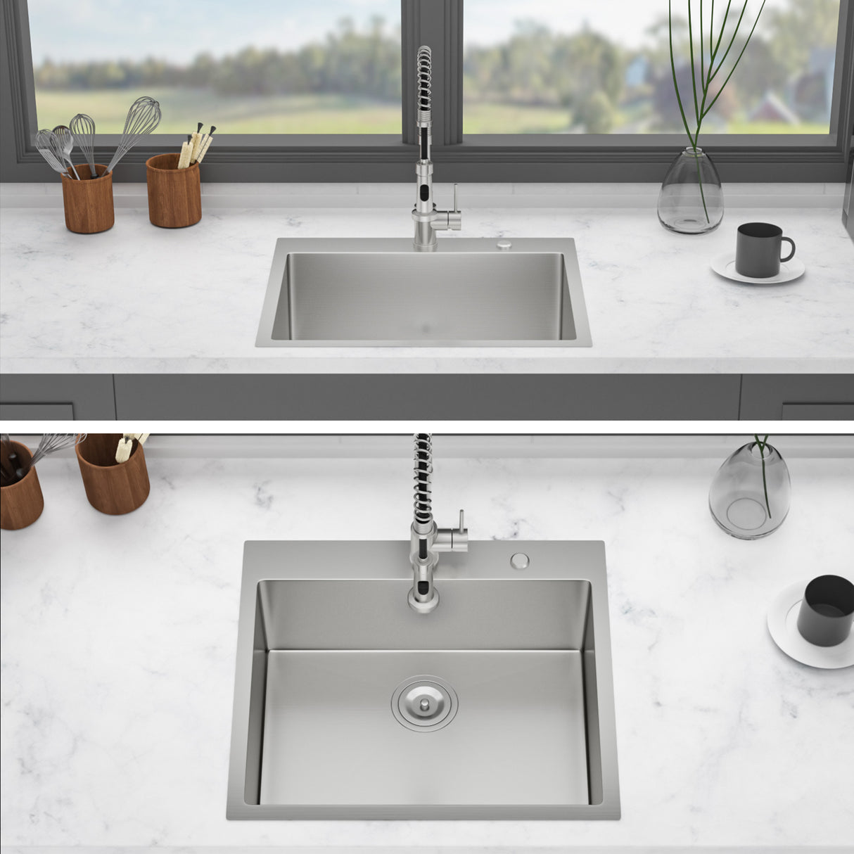 24 x 18 x 9 Inch Kitchen Sink Drop-In 16 Gauge Stainless Steel