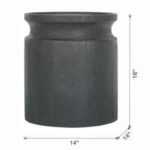 Black Wooden Cylinder Side Table