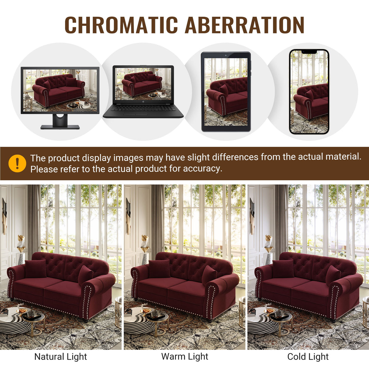 Upholstered Chesterfield Sofa With Nailhead Trim And Rolled Armrests