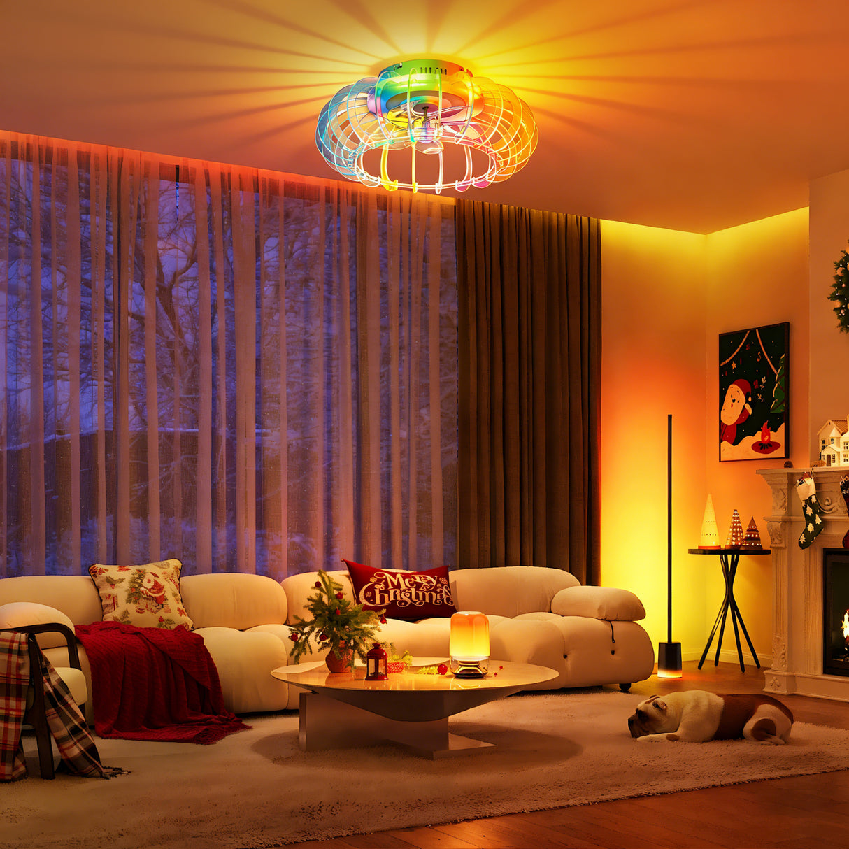 21'' Low Profile Bladeless Ceiling Fan with Lights