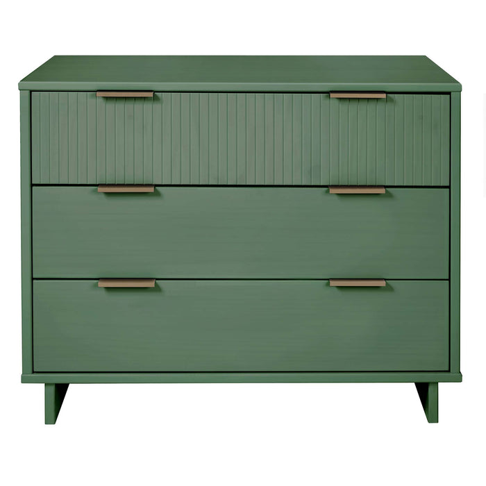 Solid Wood 3 Drawer Dresser with Ribbed Fronts - Multiple Colors