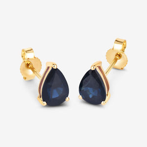 1.60 Carat Genuine Blue Sapphire 10K Yellow Gold Earrings
