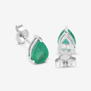 1.30 Carat Genuine Zambian Emerald 10K White Gold Earrings