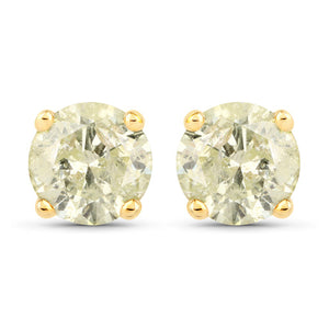 1.12 Carat Genuine LB Diamond 14K Yellow Gold Earrings