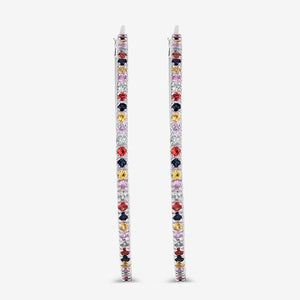 2.24 Carat Genuine Multi Sapphire .925 Sterling Silver Earrings
