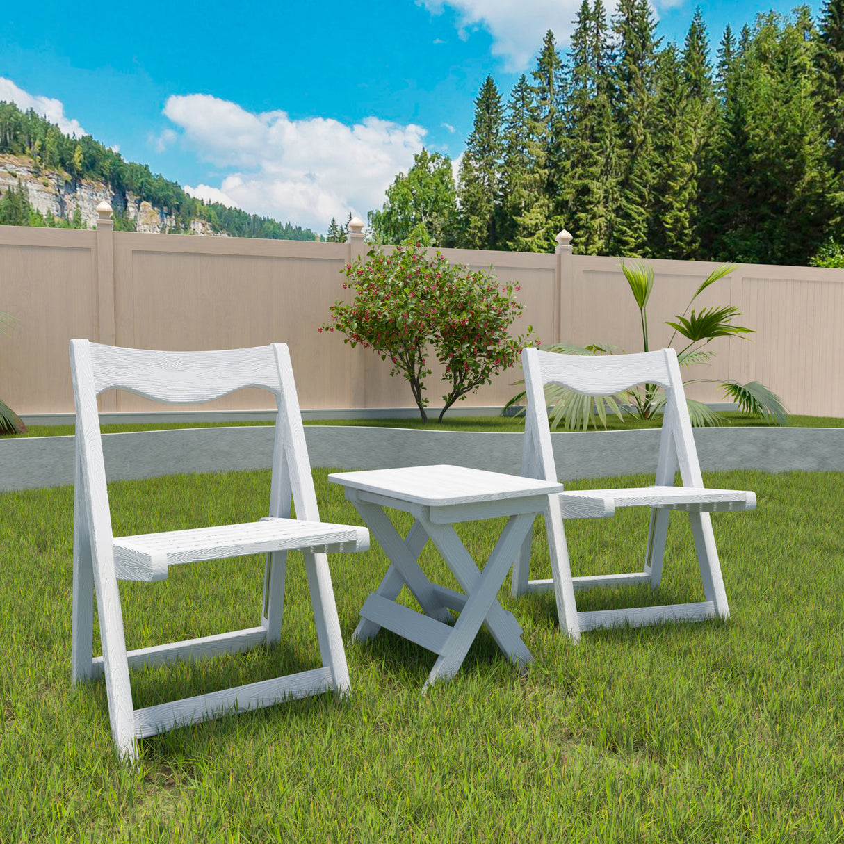 HIPS Foldable Small Table and Chair Set with 2 Chairs and Rectangular Table