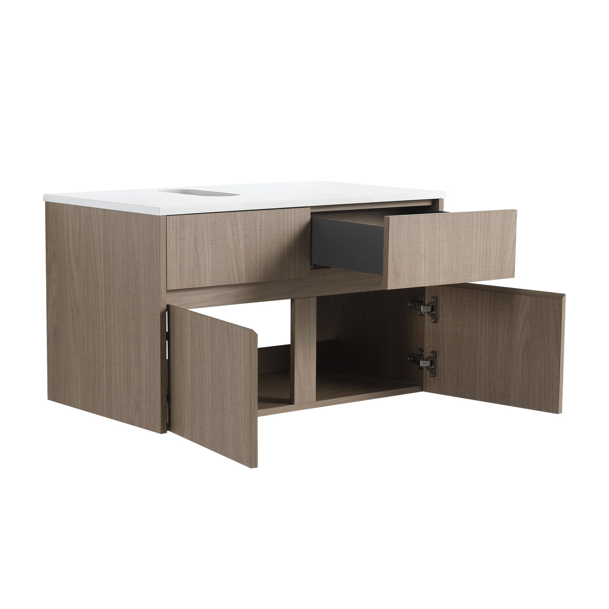 32-Inch Wall-Mounted Bathroom Vanity with Soft Close Doors and Drawer