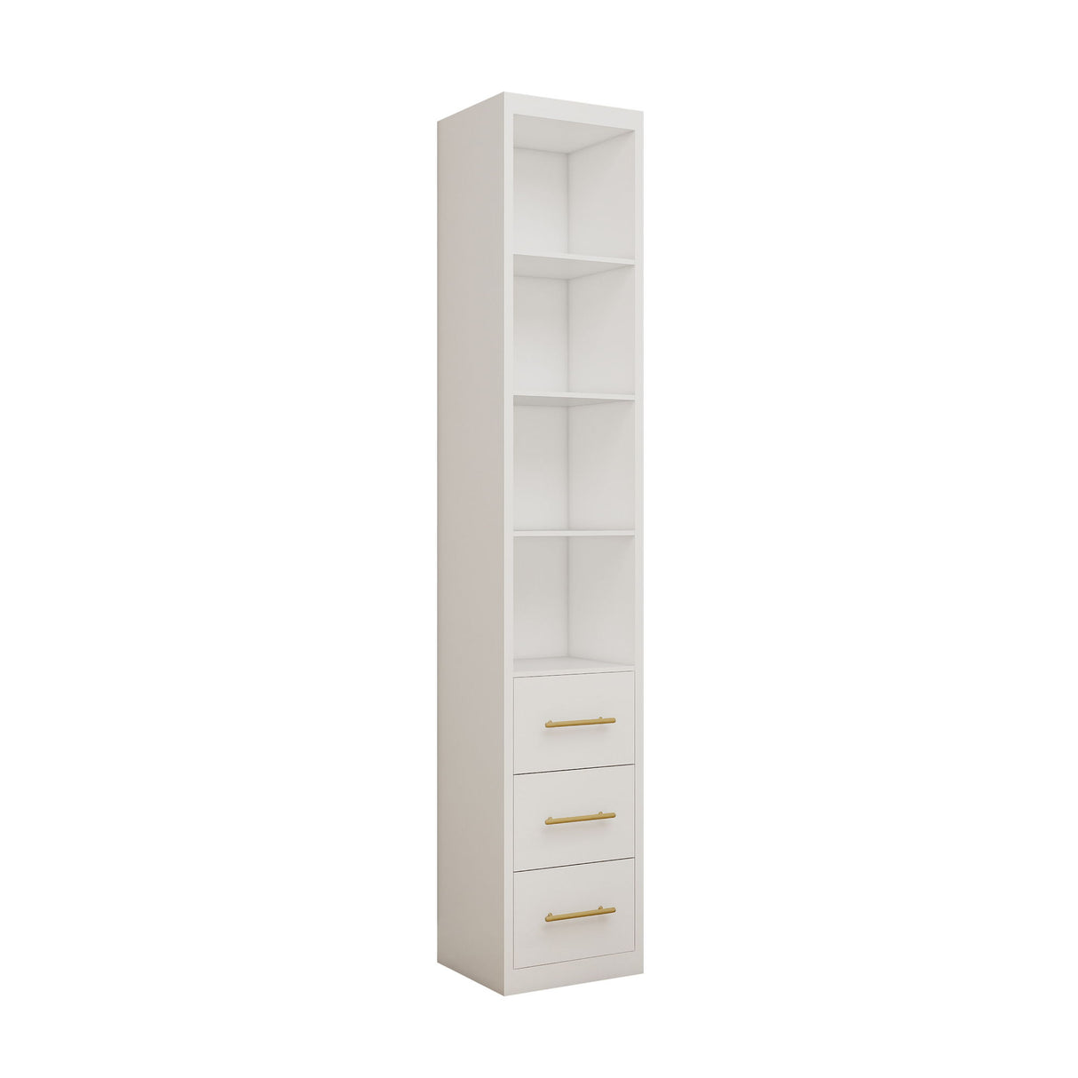 Tall Storage Cabinet With 3 Drawers For Bedroom - White