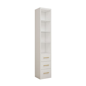 Tall Storage Cabinet With 3 Drawers For Bedroom - White