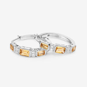 2.88 Carat Genuine Citrine and White Topaz .925 Sterling Silver Earrings