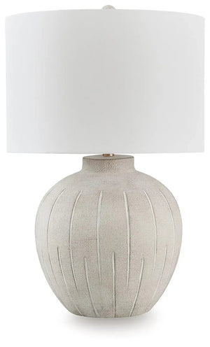 Calbert - Poly Table Lamp - Warm Gray - Best Buy Furniture