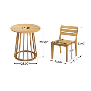 Outdoor 3 Pieces Dining Set, Round Bistro Set - Teak - Best Buy Furniture