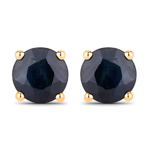 1.70 Carat Genuine Blue Sapphire 10K Yellow Gold Earrings