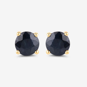 1.70 Carat Genuine Blue Sapphire 10K Yellow Gold Earrings