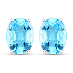 4.00 Carat Genuine Swiss Blue Topaz .925 Sterling Silver Earrings