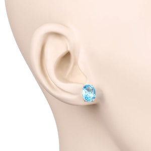 4.00 Carat Genuine Swiss Blue Topaz .925 Sterling Silver Earrings
