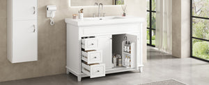48" Bathroom Vanity with Resin Sink, Soft-Close Drawers & Shelves