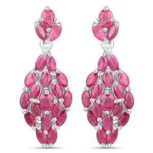 4.12 Carat Genuine Ruby .925 Sterling Silver Earrings