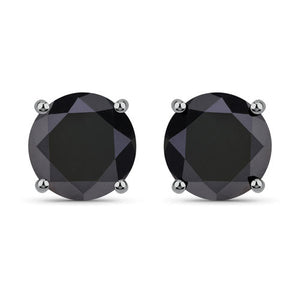 4.91 Carat Genuine Black Diamond 14K White Gold Earrings