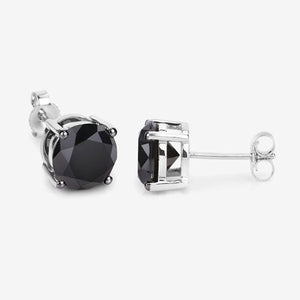 4.91 Carat Genuine Black Diamond 14K White Gold Earrings