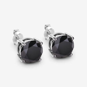 4.25 Carat Genuine Black Diamond 14K White Gold Earrings