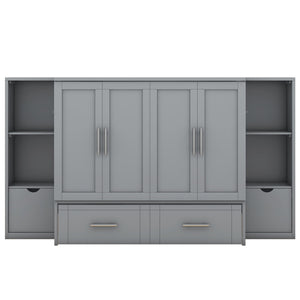 Murphy Bed With Shelves, Drawers And USB Ports