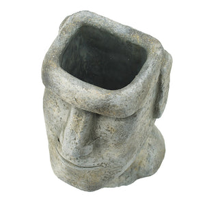 Easter Island Cement Planter with Iconic Sculpture Design - Gray