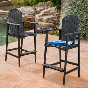 Outdoor Acacia Wood Adirondack Barstools (Set of 2) - Best Buy Furniture