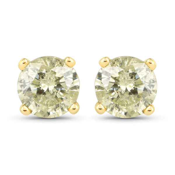 1.15 Carat Genuine LB Diamond 14K Yellow Gold Earrings