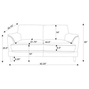 Dania - Upholstered Crescent Loveseat With Curved Tufted Arms - Rust